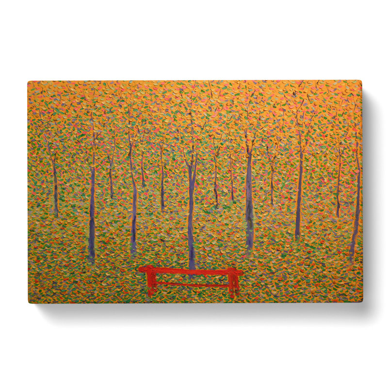 Red Park Bench by Georges Seurat - Wrapped Canvas Painting, 35cm H x 50cm W x 3cm D