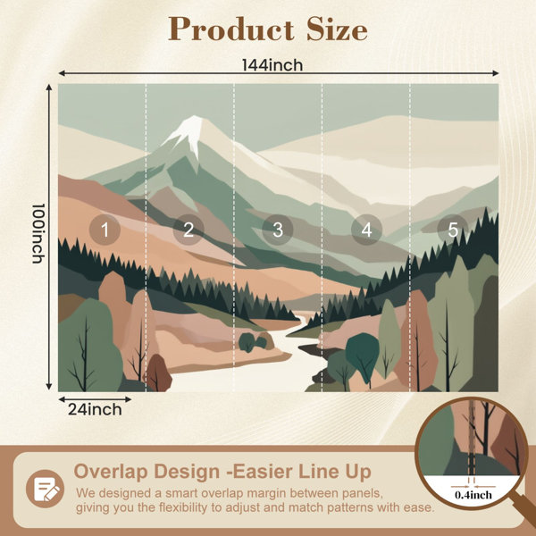 Red Barrel Studio Boho Peel and Stick Wallpaper Serene Mountain ...