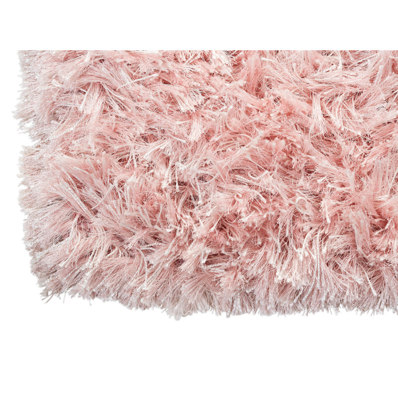 Tapis de zone rose lurex fait main poils longs Alkmaar