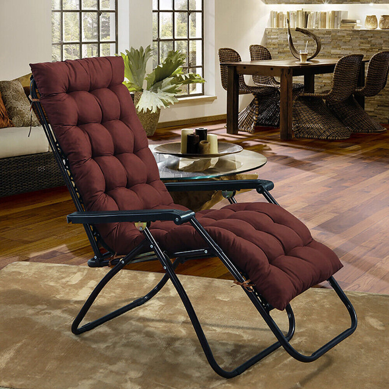 61"X19" Deck Lounge Chair Cushion Soft Seat Patio Cushion Covers Seat Pad Recliner Mat, Solid Color, Brown