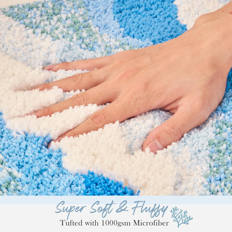 Petit tapis de bain Blue Ocean Wave - 31 po x 21 po