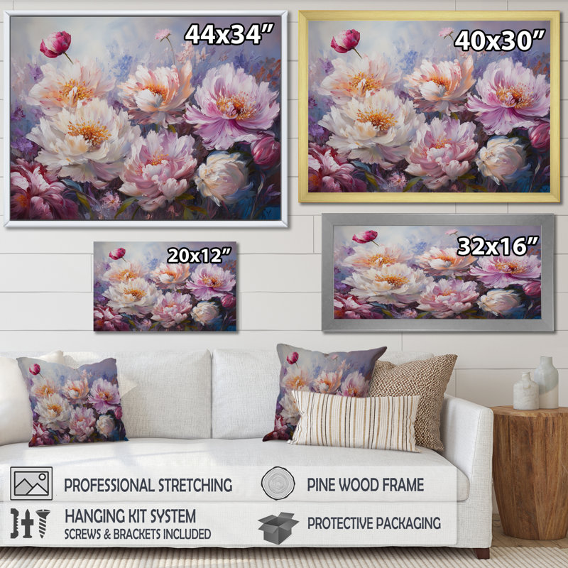 «Pink Peony», impression sur toile, H 30 po x l 40 po x P 1,5 po, Toile tendue