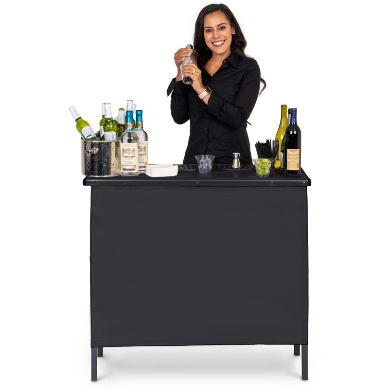 GoBar Portable Bar Table for Events - Pop Up Mobile Bartending Station with Travel Carrying Case - 1 Skirt
