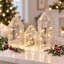 Ensemble de 3 maisons de village de Noël en verre avec lumières DEL et télécommande