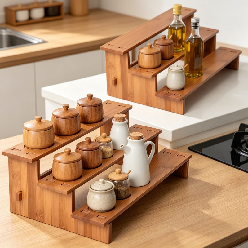 Étagère à épices à 3 niveaux pour armoire - Étagère compacte peu encombrante