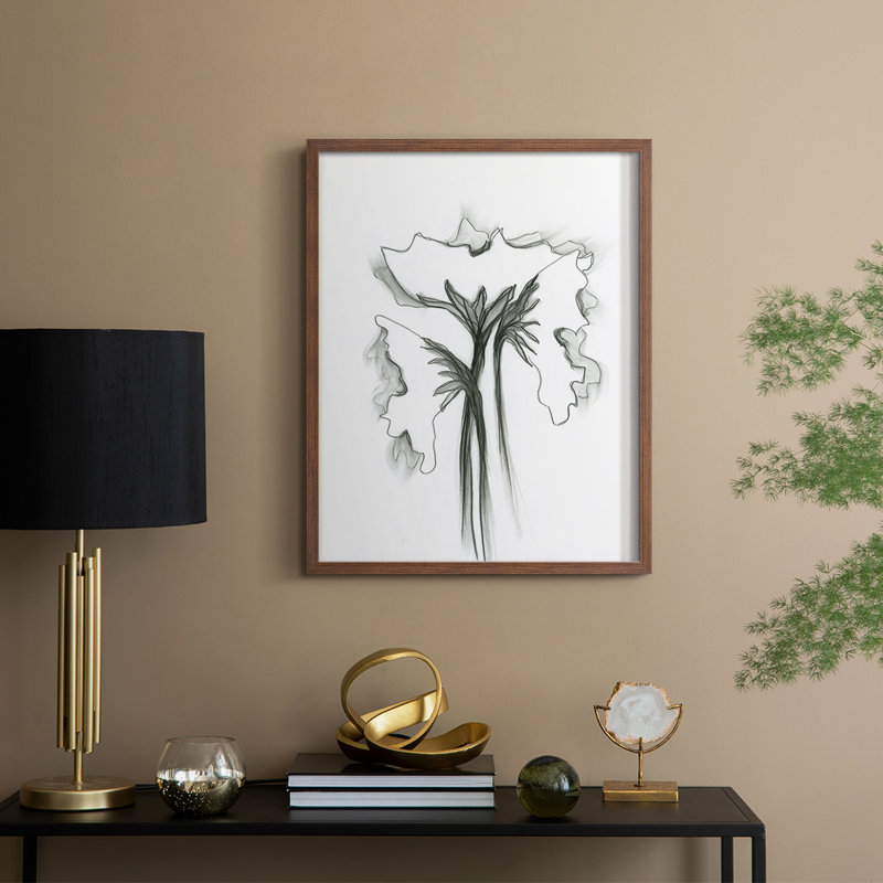 «Windswept Poppy», reproduction encadrée - bois massif, H 11 po x l 9 po, Noyer