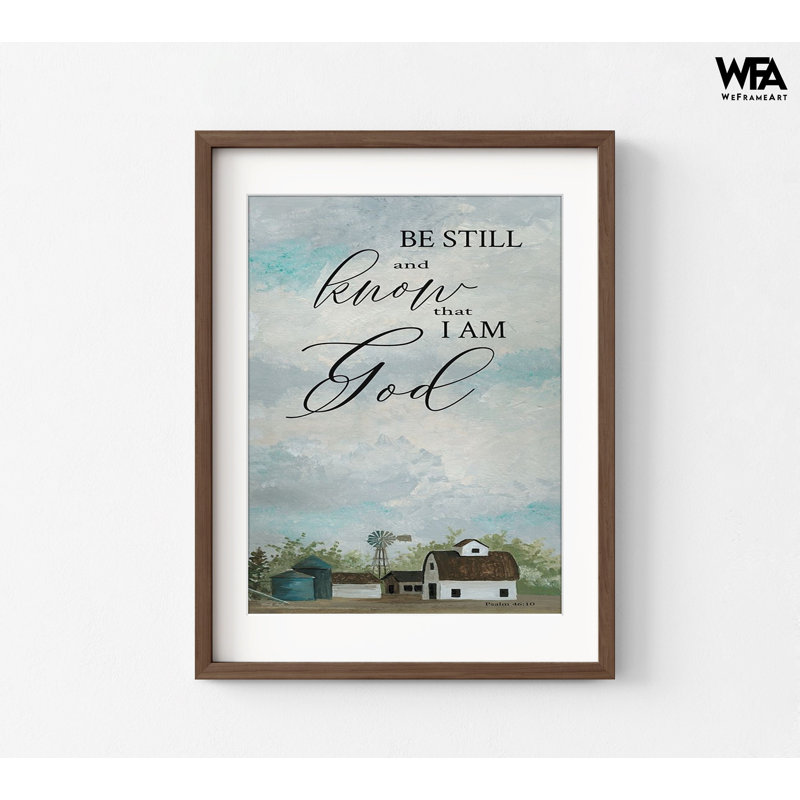 «Be Still» par Cindy Jacobs, impression encadrée de Psaumes 46:10, affiche de Psaume de la Bible, décoration murale de style campagnard biblique, très grande maison de campagne