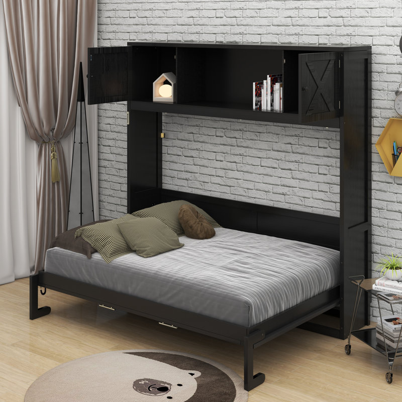 Full Size Murphy Bed With Storage Cabinets