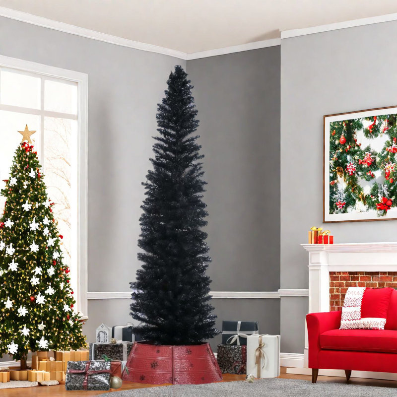 Space-saving Pencil Christmas Trees, Black Plastic, Modern Home Decor