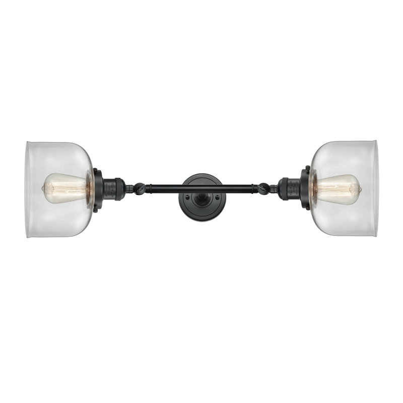 Éclairage pour meuble-lavabo à 2 lumières et à luminosité rétro Arledge, Incandescent, Noir mat, Transparent