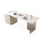 Bureau blanc rectangulaire en bois manufacturé avec 3 tiroirs-109763132