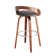 Maxime Swivel Counter or Bar Height Bar Stool with Open Low Back in Faux Leather and Wood