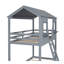 Lit superposé simple au-dessus d'un lit simple en bois avec toit, fenêtre, garde-corps et échelle-10517914