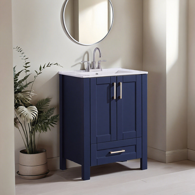 24'' Blue Modern Free-Standing Single Bathroom Vanity Set