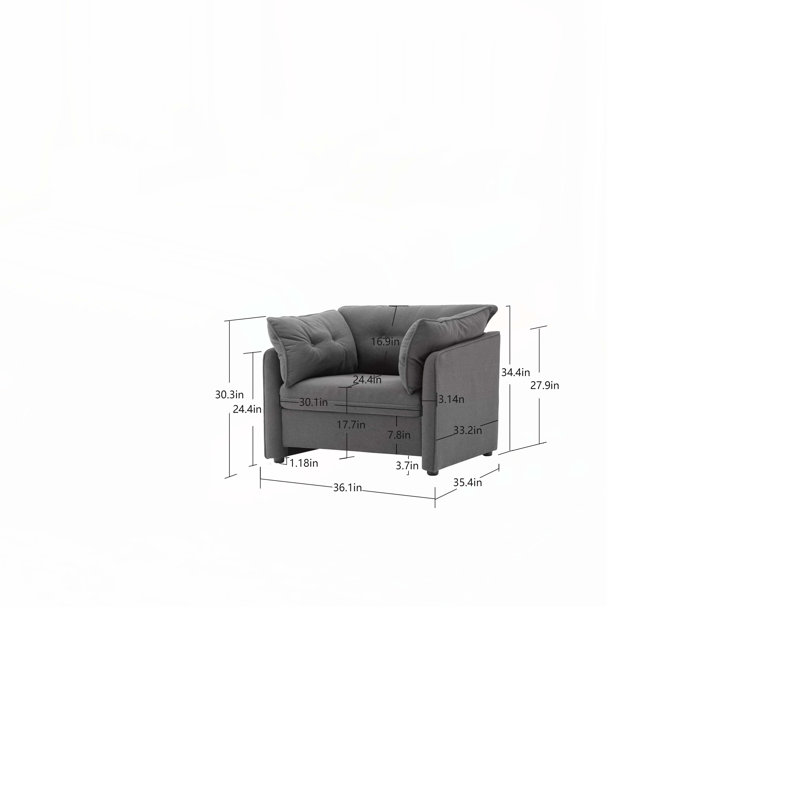 Fauteuil d'appoint en chenille surdimensionné, Chenille grise
