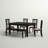6 Piece Kitchen Table Set Contains a Rectangle Dining Table with Butterfly Leaf and 4 Linen Fabric Dining Chairs with a Bench, Black