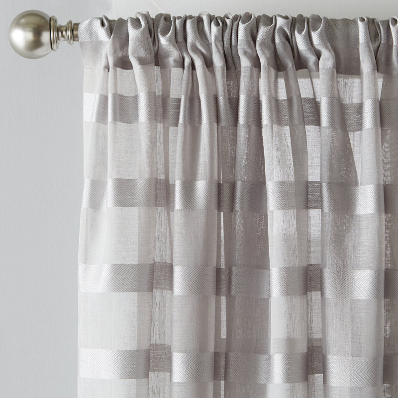 Knap Polyester Sheer Curtain Single Panel, 55" W x 84" L, Gray