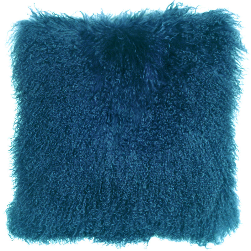 Wool Reversible Throw Pillow, Teal, Down Insert