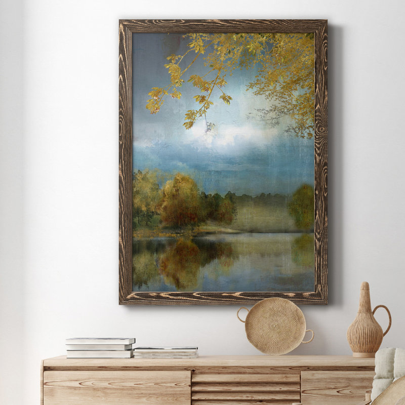 Golden Leaves - Peinture sur toile encadrée, H 24 po x l 18 po x P 1,5 po, Noyer