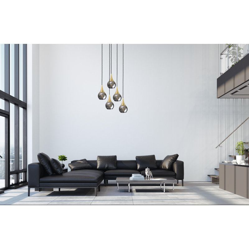 Creekmore 5 - Light Cluster Pendant, Black/Gold, Grey