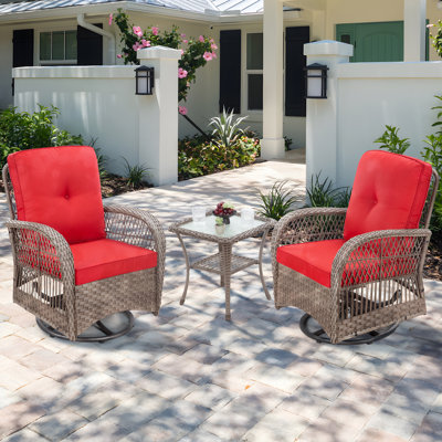Baylay 2 - Person Wicker Patio Dining Set with Square Table , Cushions Included