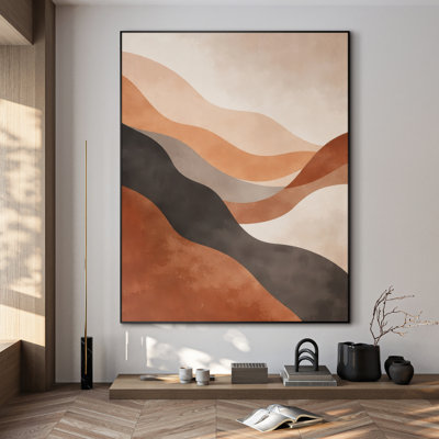 «Warm Neutral Wave», art mural abstrait pour le salon ou la chambre à coucher - «Assemblage requis du cadre (cadre non fini)»