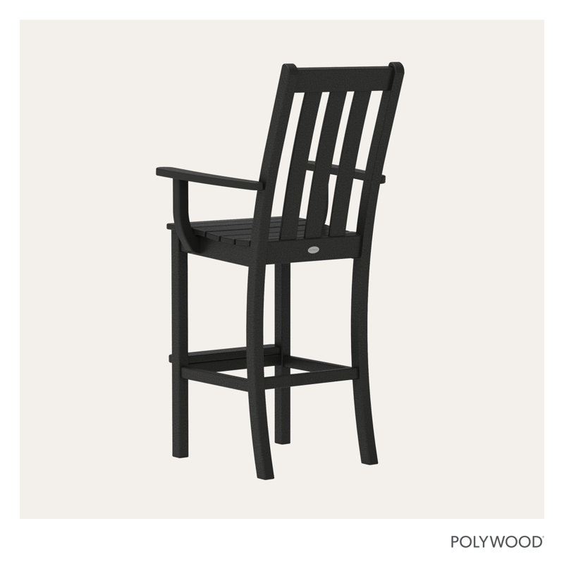 POLYWOOD Vineyard Bar Arm Chair, Black