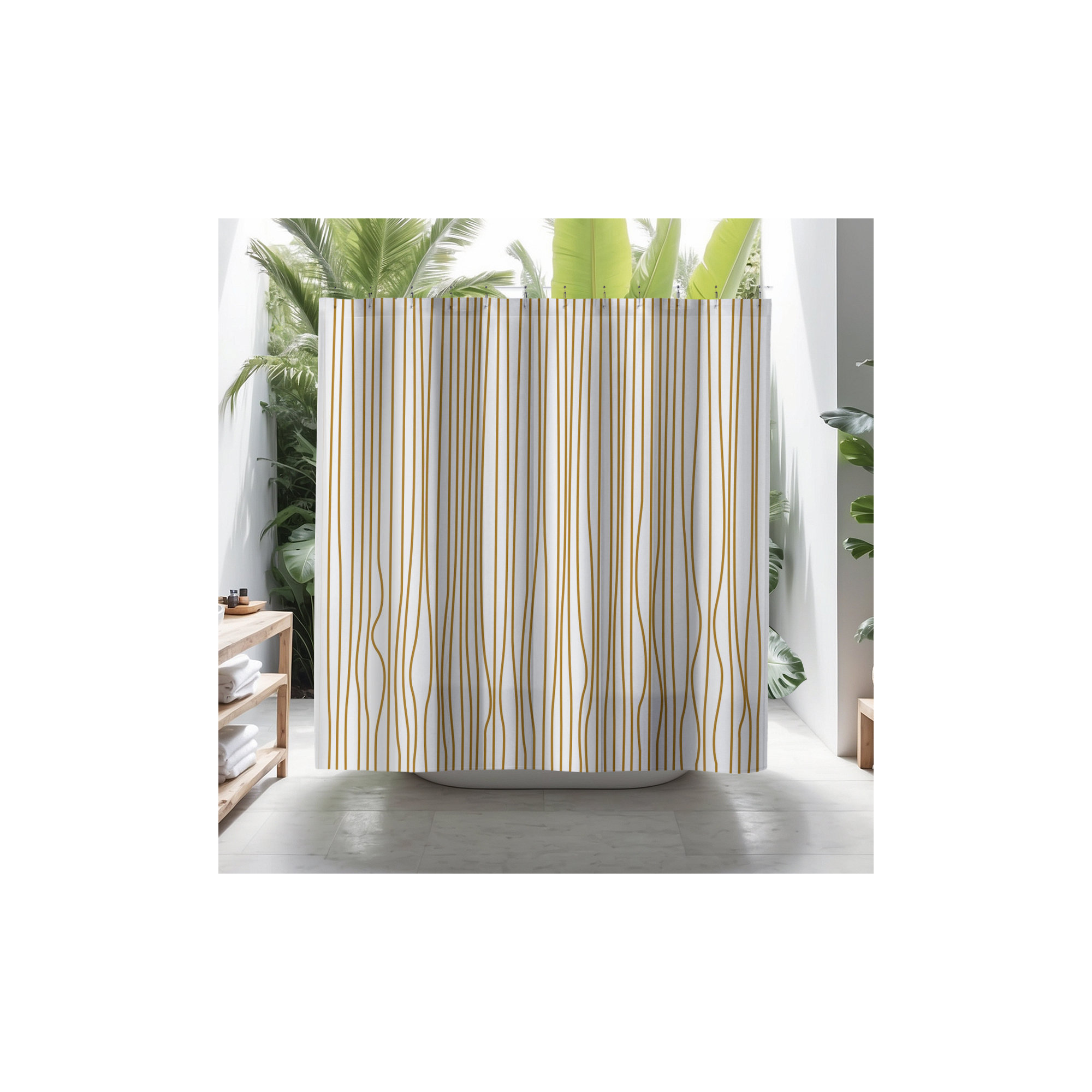 Coco Polyester Shower Curtain, Mustard
