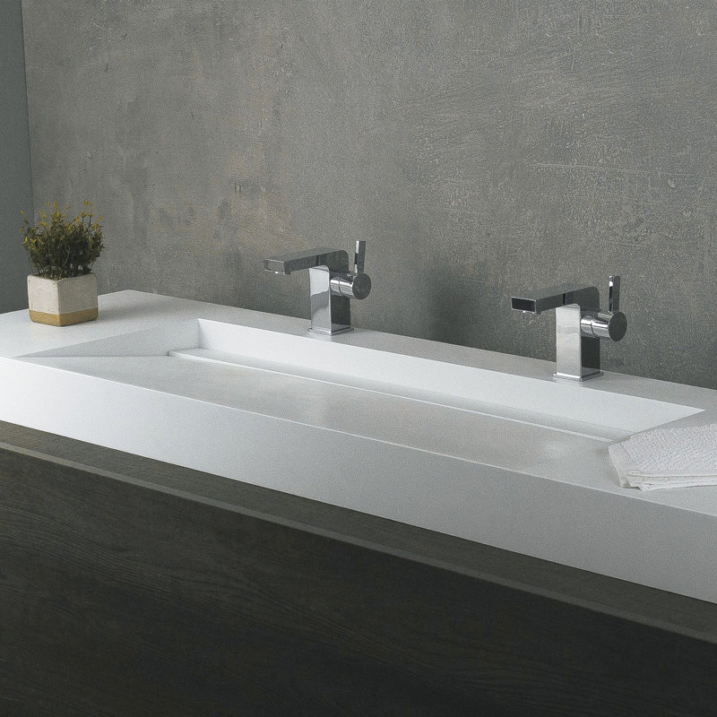 Lavabo de salle de bain vasque rectangulaire en résine blanche matte de 62,81 po DAX