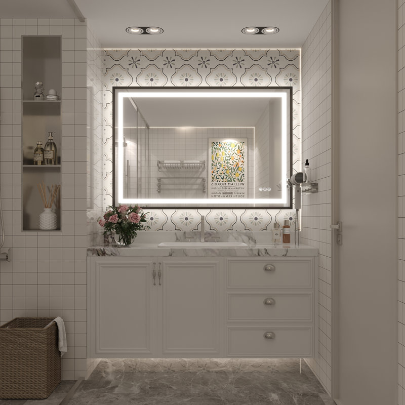 Miroir de salle de bain / meuble-lavabo mural Molly, 44 po x 30 po, Noir