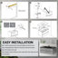 Meuble-lavabo flottant 48 po avec lavabo, meuble-lavabo mural avec lavabo à quartz noir et tiroirs à fermeture en douceur, entièrement assemblé