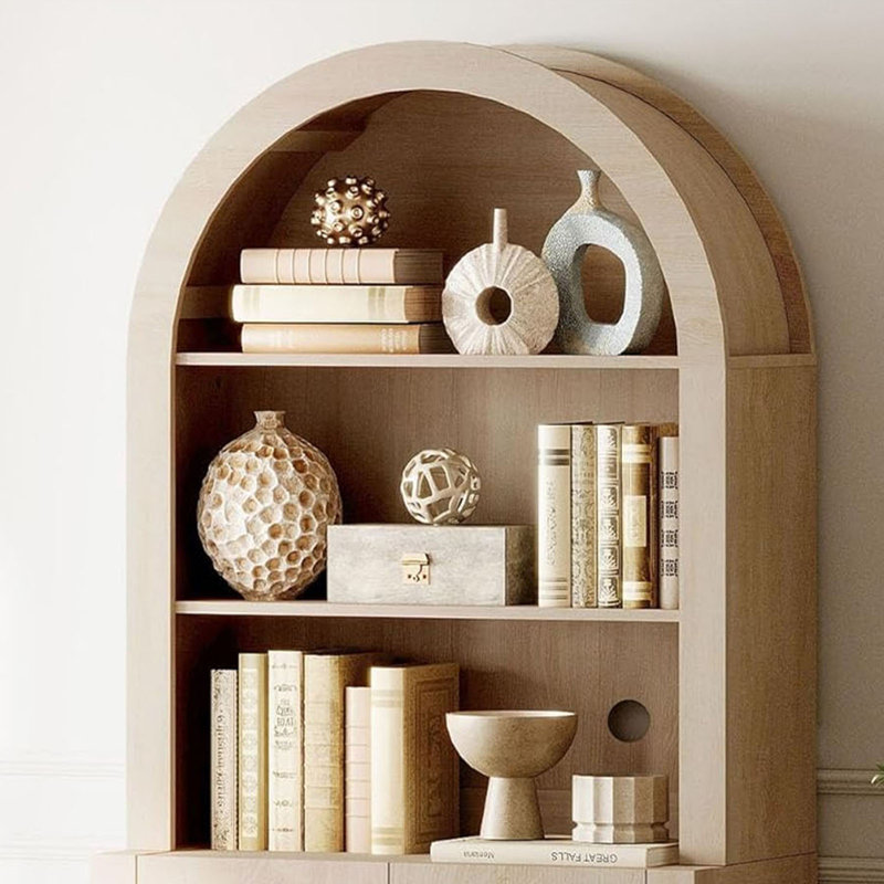 Bibliothèque arquée à 2 tablettes Wampat, Beige