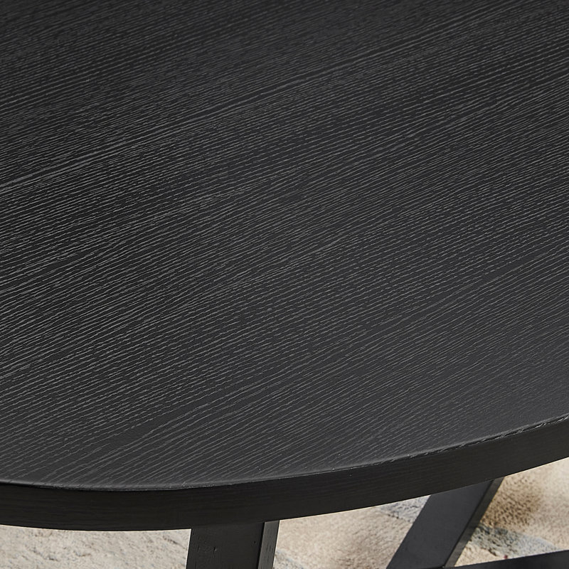 Marvis Savner Wood Round End Table, Black, Black