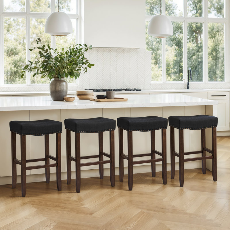 Tabouret de bar en bois Maston, Noir