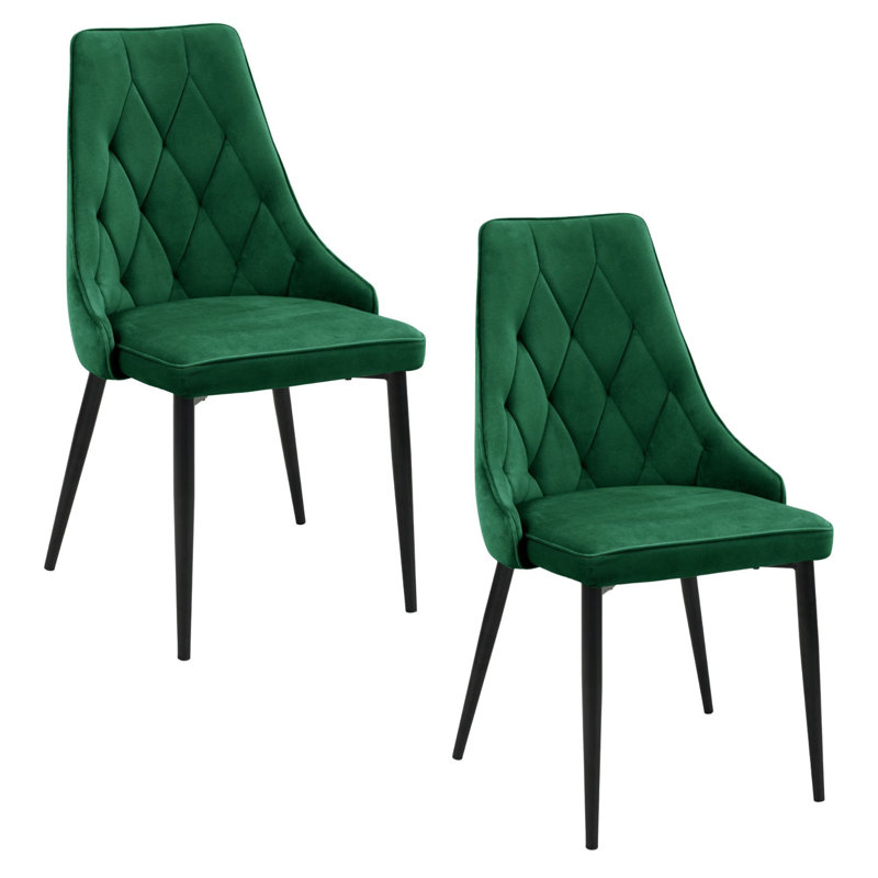 Montegut 46cm H Tufted Velvet Upholstered Upholstered Back Side Chair in Green