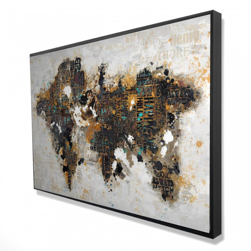 Toile abstraite mappemonde | Brown Brown Modern Home Decor, H 37,25 po x l 25,25 po