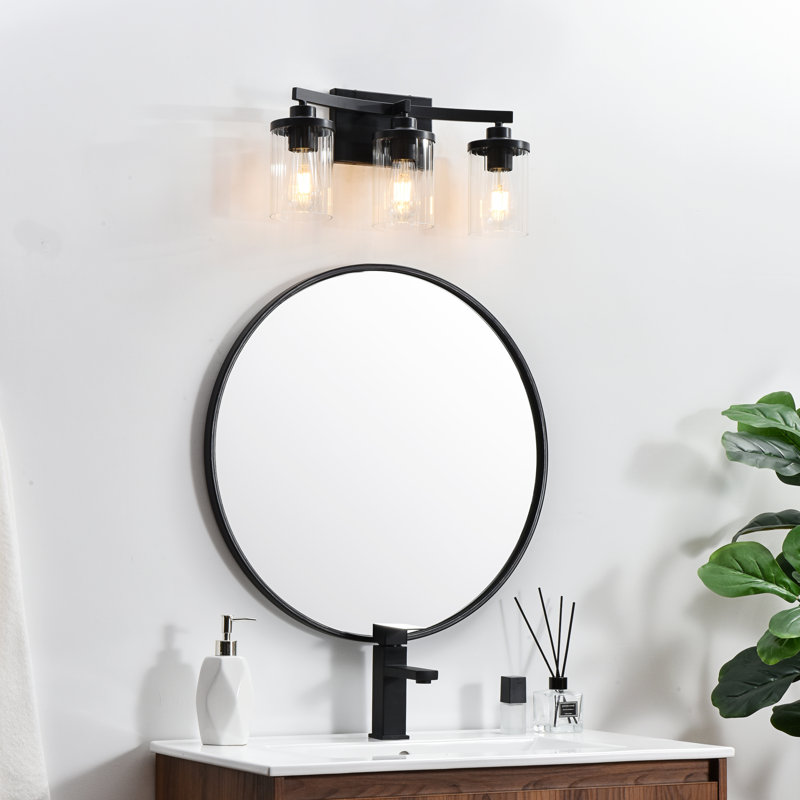Éclairage pour meuble-lavabo à intensité variable Dariela, Noir, H 10 po x l 18 po x P 18 po, 3 lumières
