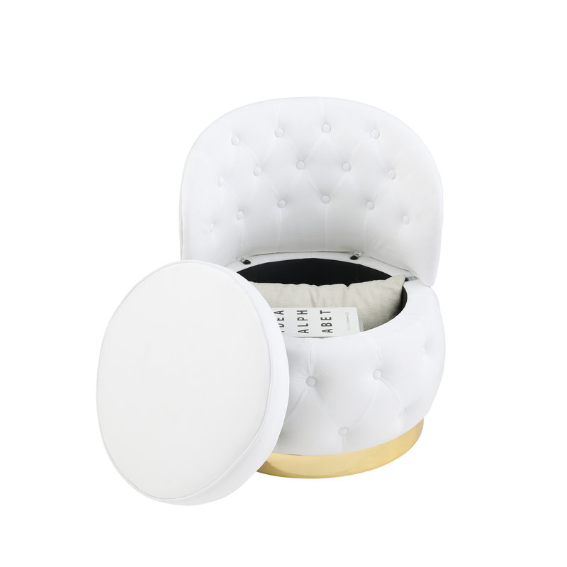 Fauteuil pivotant en velours blanc à 360 degrés - Solution de rangement pratique pour le velours moelleux, spacieux