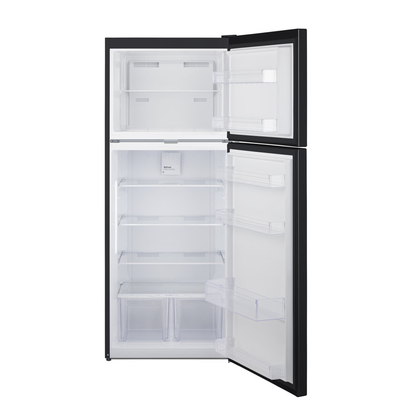 Summit Appliance 28" Wide Top-Mount Refrigerator-Freezer, Black, Right Handed