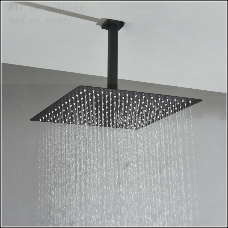 Pomme de douche 16 po noir mat