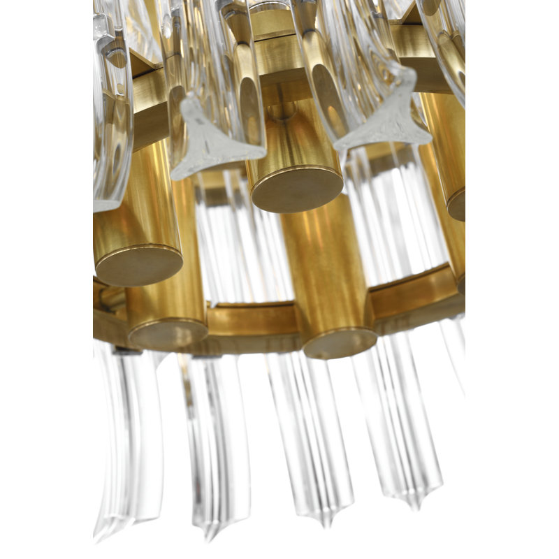 AERIN Rhine 34" Three Tier Chandelier with Crystal, Hand-Rubbed Antique Brass