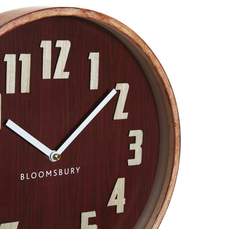 Maddison Wall Clock, 30" H x 30" W x 5" D, Red Grain