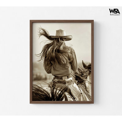 Windswept Horse Ride Cowgirl Photo30x40"