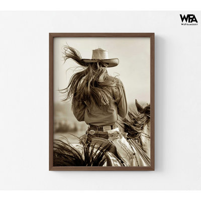Windswept Horse Ride Cowgirl Photo30x40"