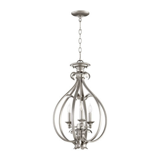 Lustree géométrique 3 lumières lanterne Lloyd, Nickel classique