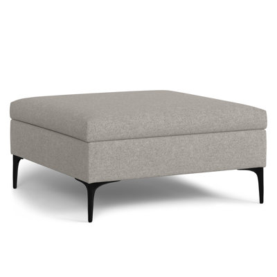 Rebecca 36"W Upholstered Square Coffee Table Storage Ottoman with Lift-Top Lid by Simpli Home
