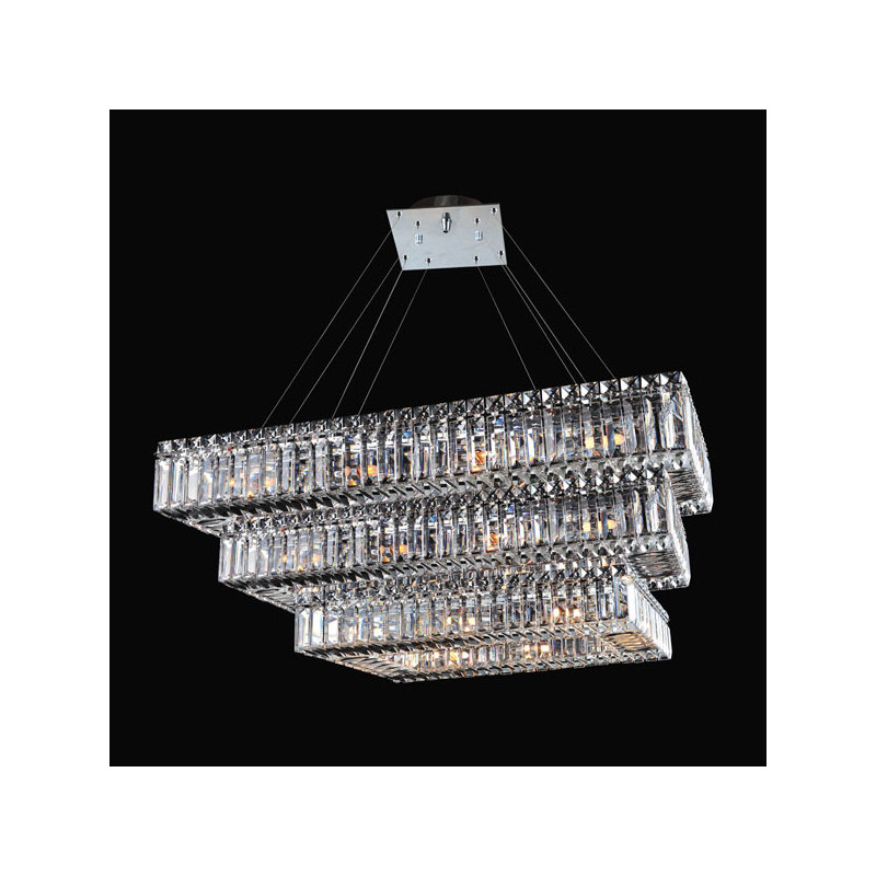 Luminaire suspendu rectangulaire à 3 niveaux Baguette