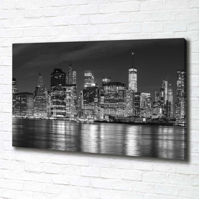 Manhattan By Night - Wrapped Canvas Print