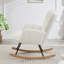 Teddy Fabric Upholstered Metal Frame Glider Rocking Chair for Comfortable Relaxation-376970735