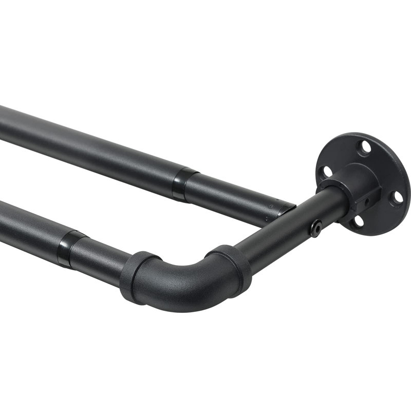 Ammiel Matte Black Adjustable 74cm to Double Curtain Pole, 74cm - 200cm